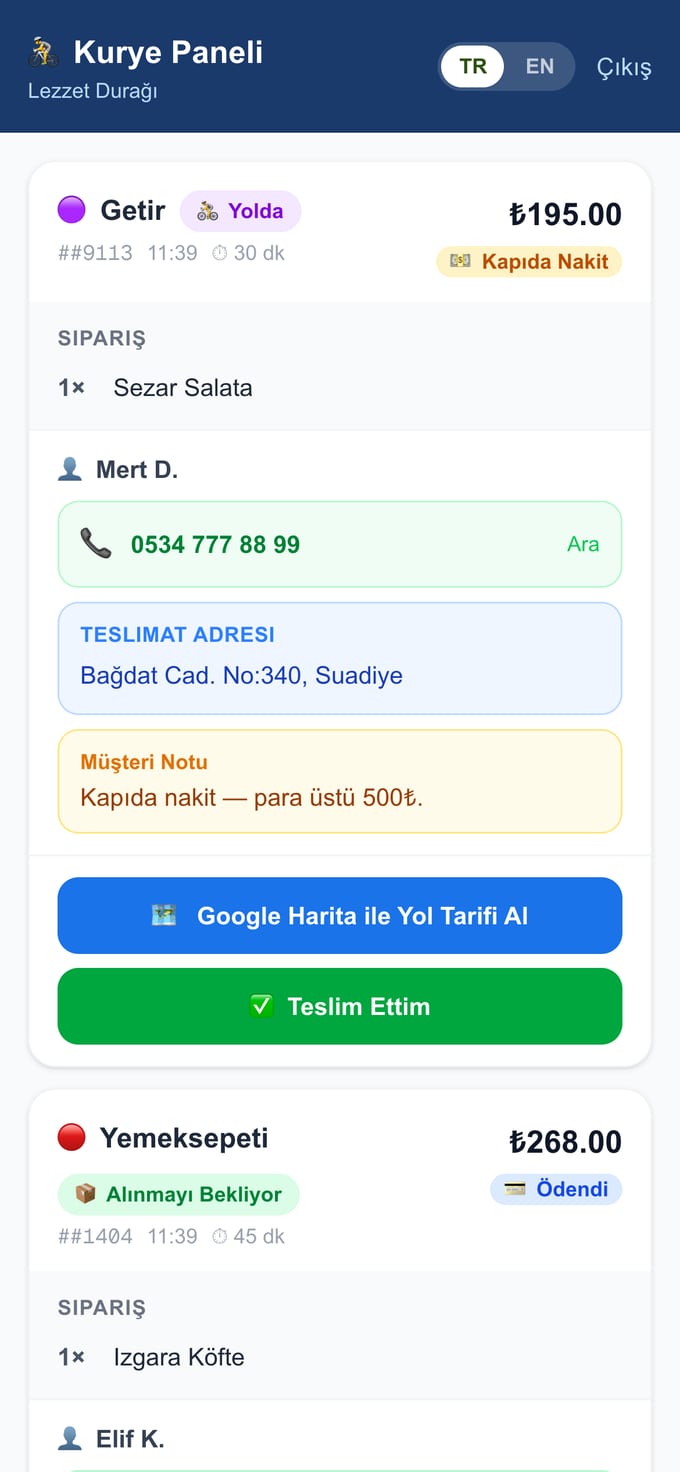 Kurye ekranı